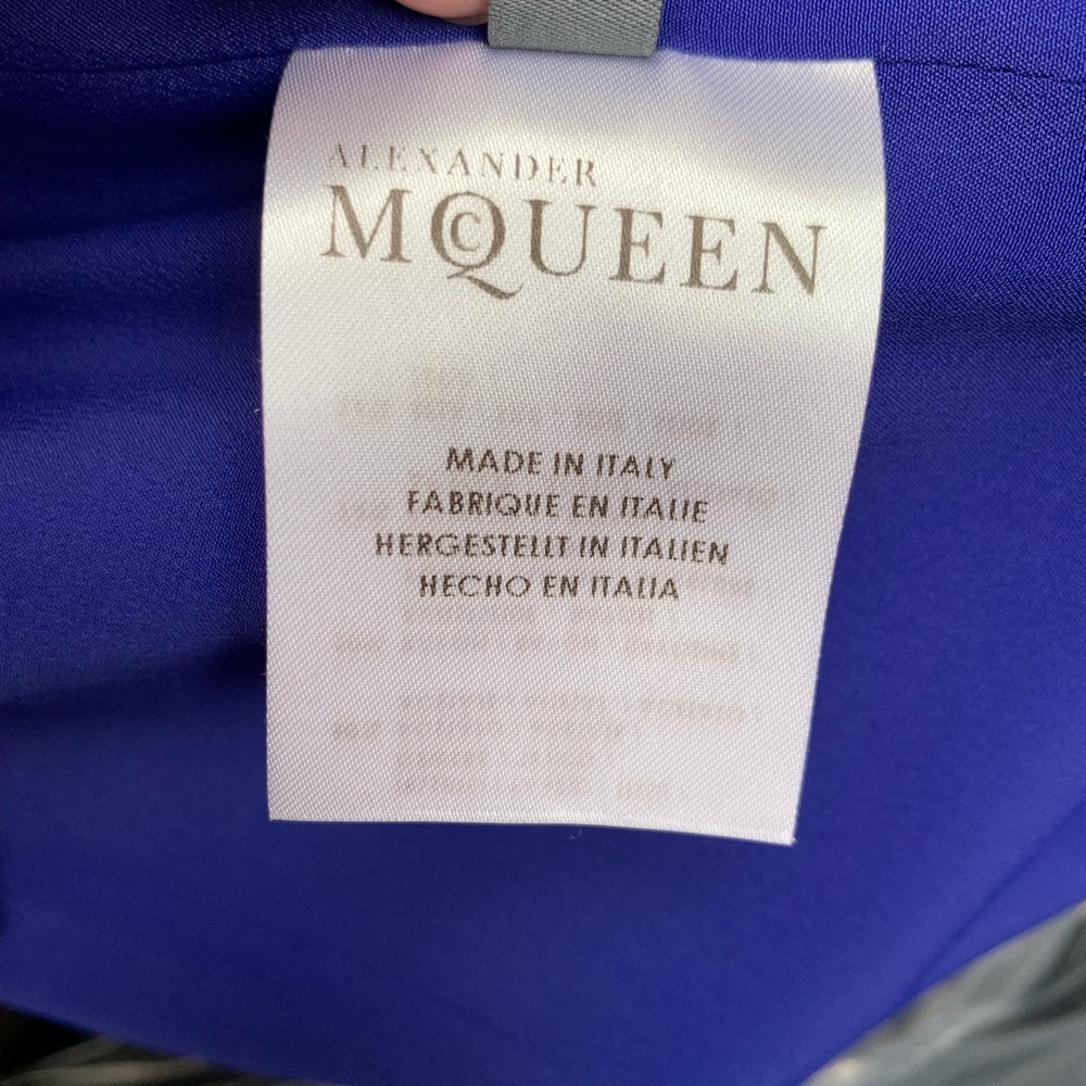 Alexander McQueen Royal,Cobalt Blue V-Neck A-Line Mini Dress Sz 44 US 8 Medium - Picture 15 of 15